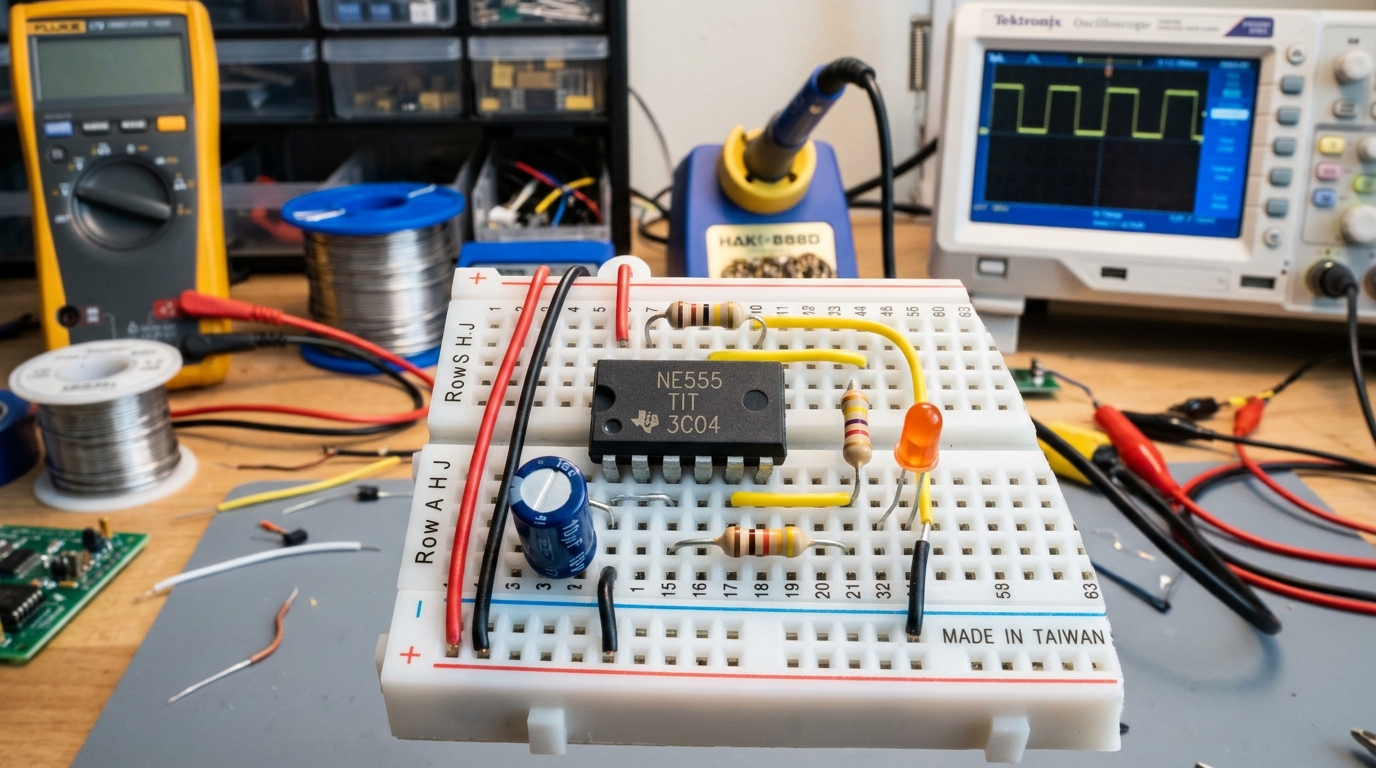 Integrated Circuits (ICs), 555 Timers, Breadboarding & Multimeter Guide